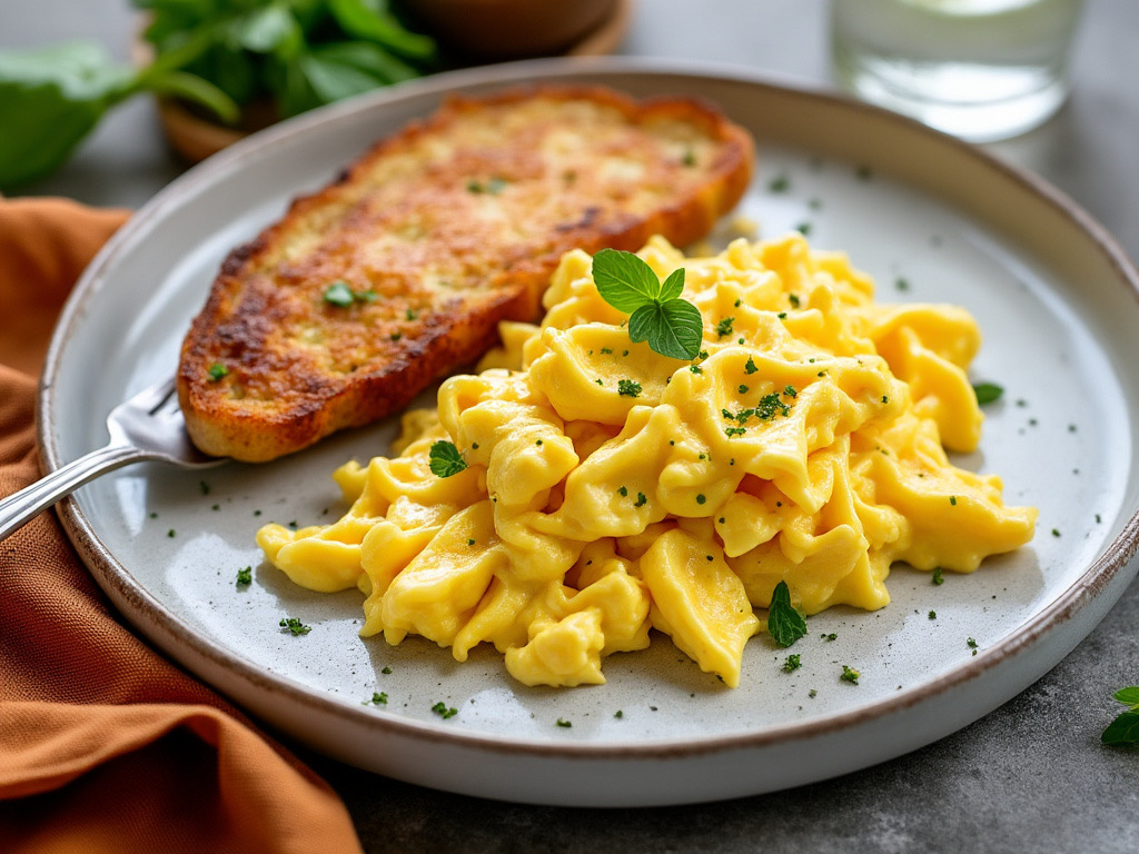 البيض المخفوق الفرنسي (Soft Scrambled)