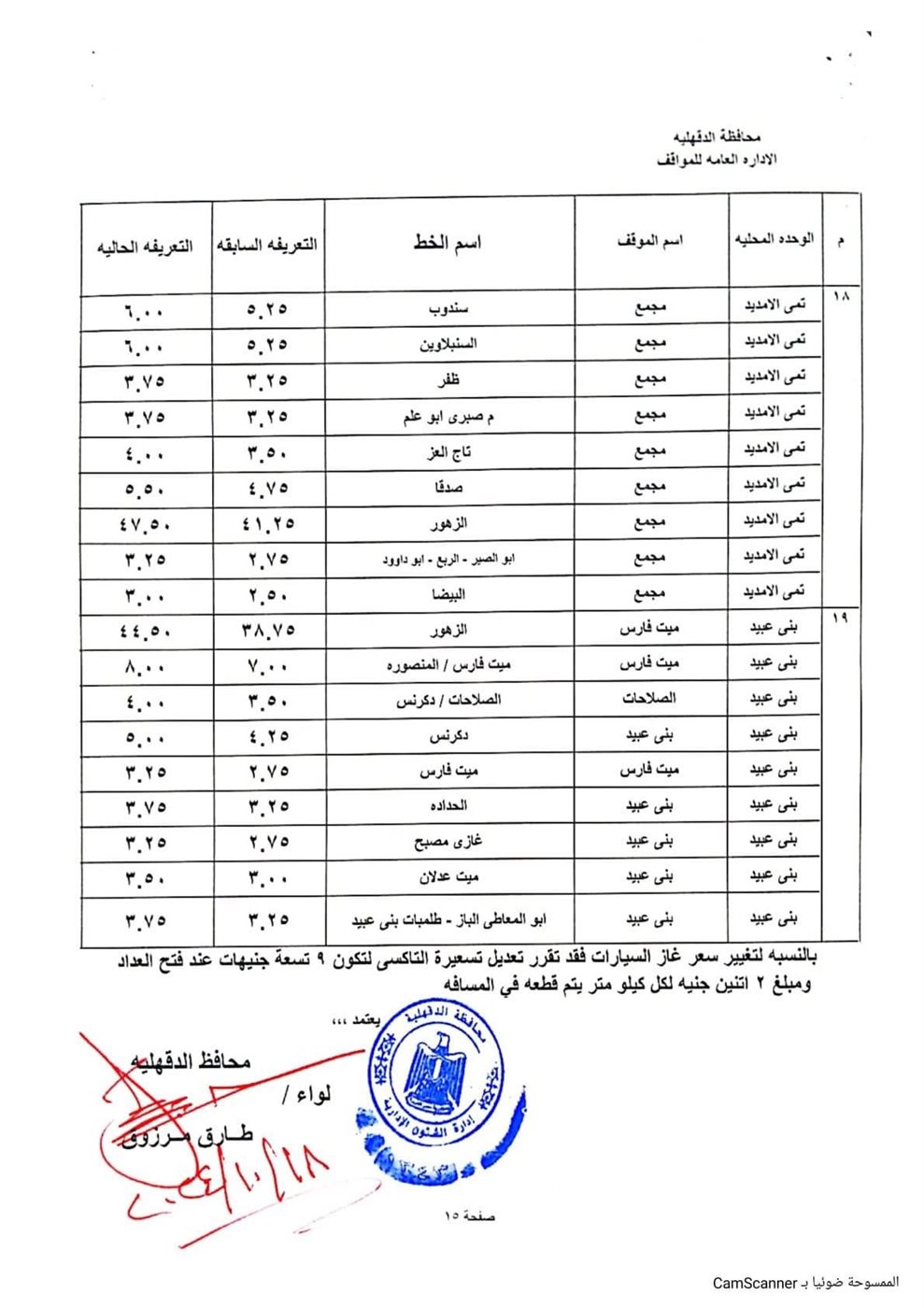التعريفة الجديدة