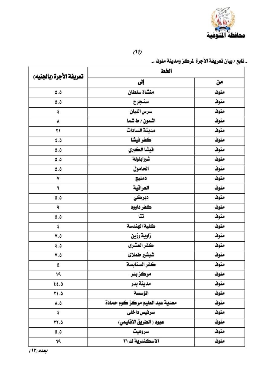 التعريفة الجديدة