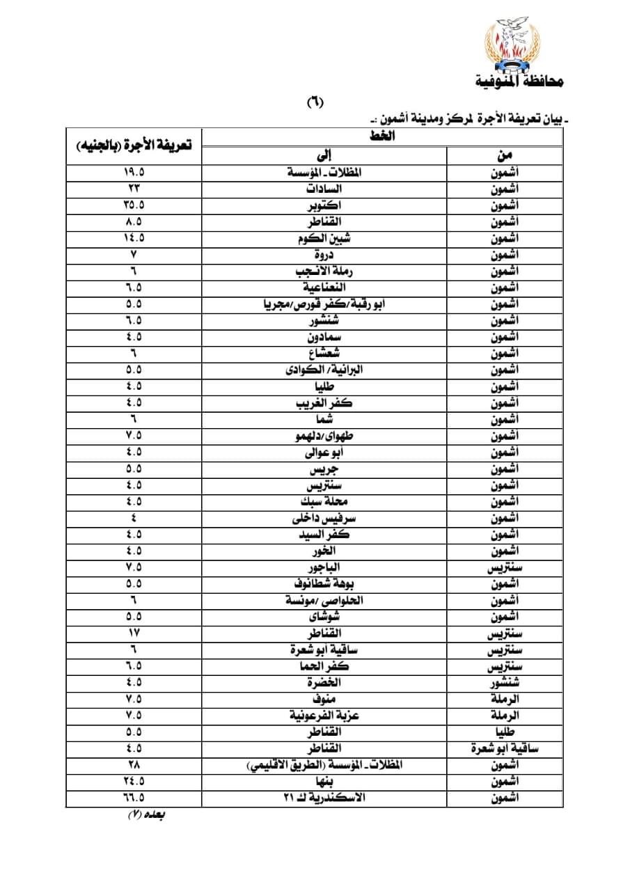 التعريفة الجديدة