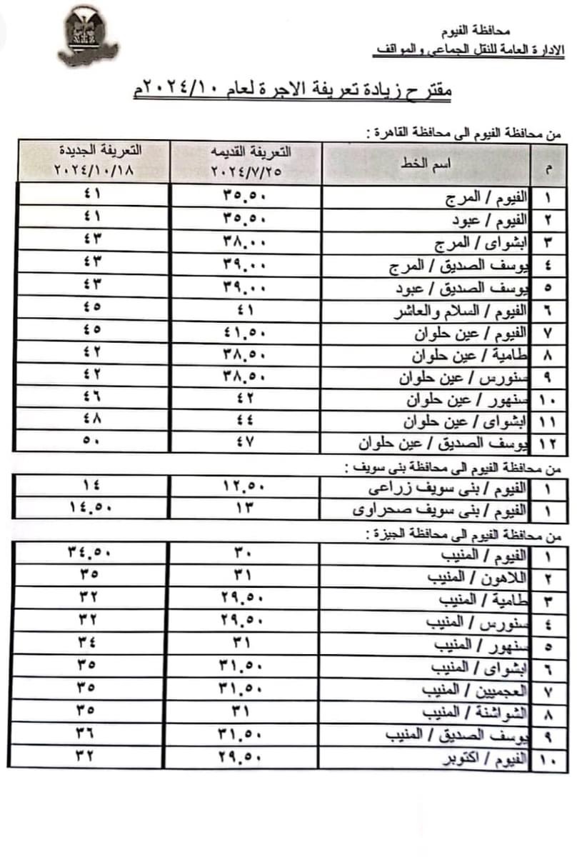 التعريفة الجديدة