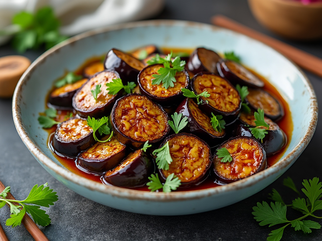 باذنجان بصلصة الثوم