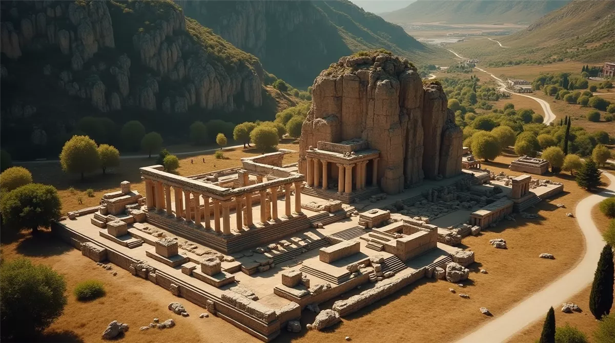 الأسطورة والروحانية في معبد دلفي اليوناني أرشيفية