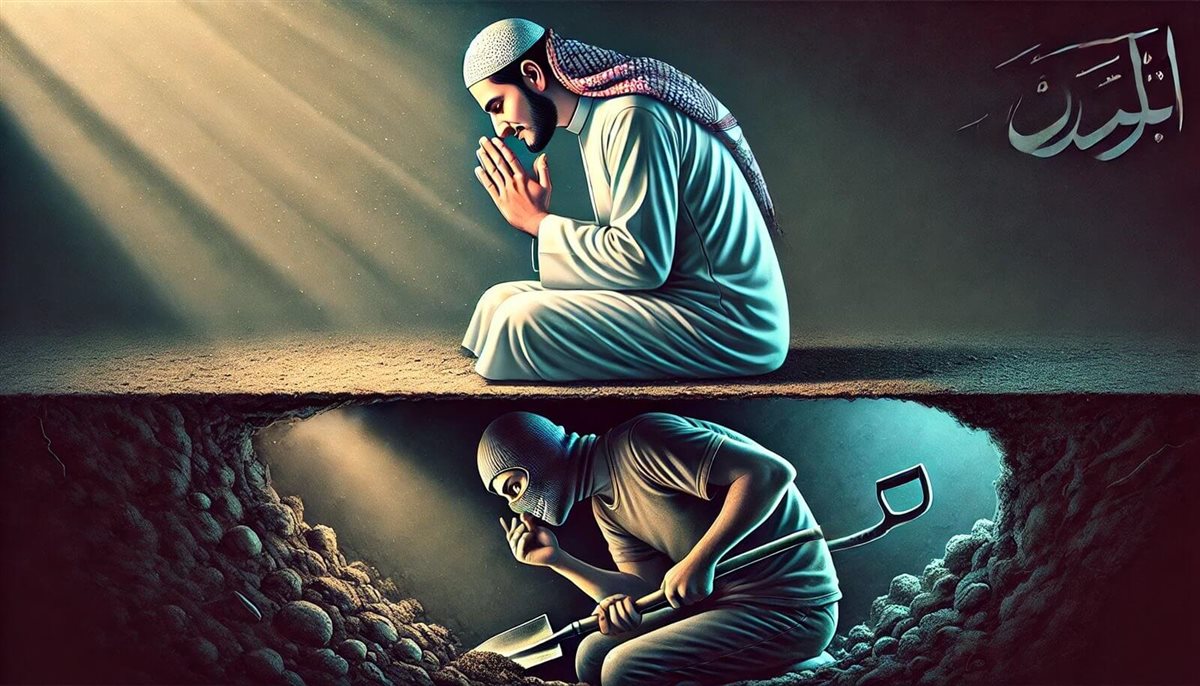 تفسير المثل الشعبي يصلي الفرض وينقب الأرض