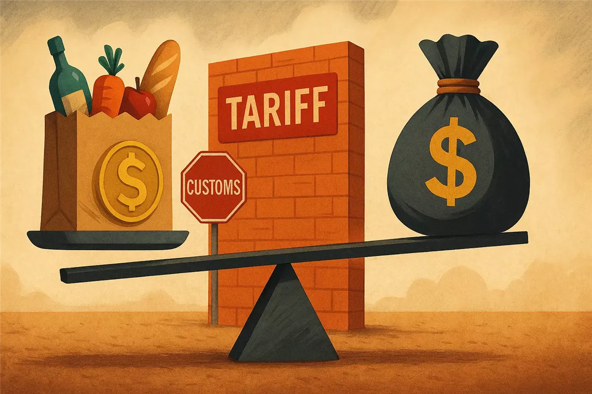 وولمارت تحذر من ارتفاع الأسعار بسبب رسوم الاستيراد وترامب يهاجمها علنًا مطالبًا بعدم تحميل التكاليف للعملاء - Illustration