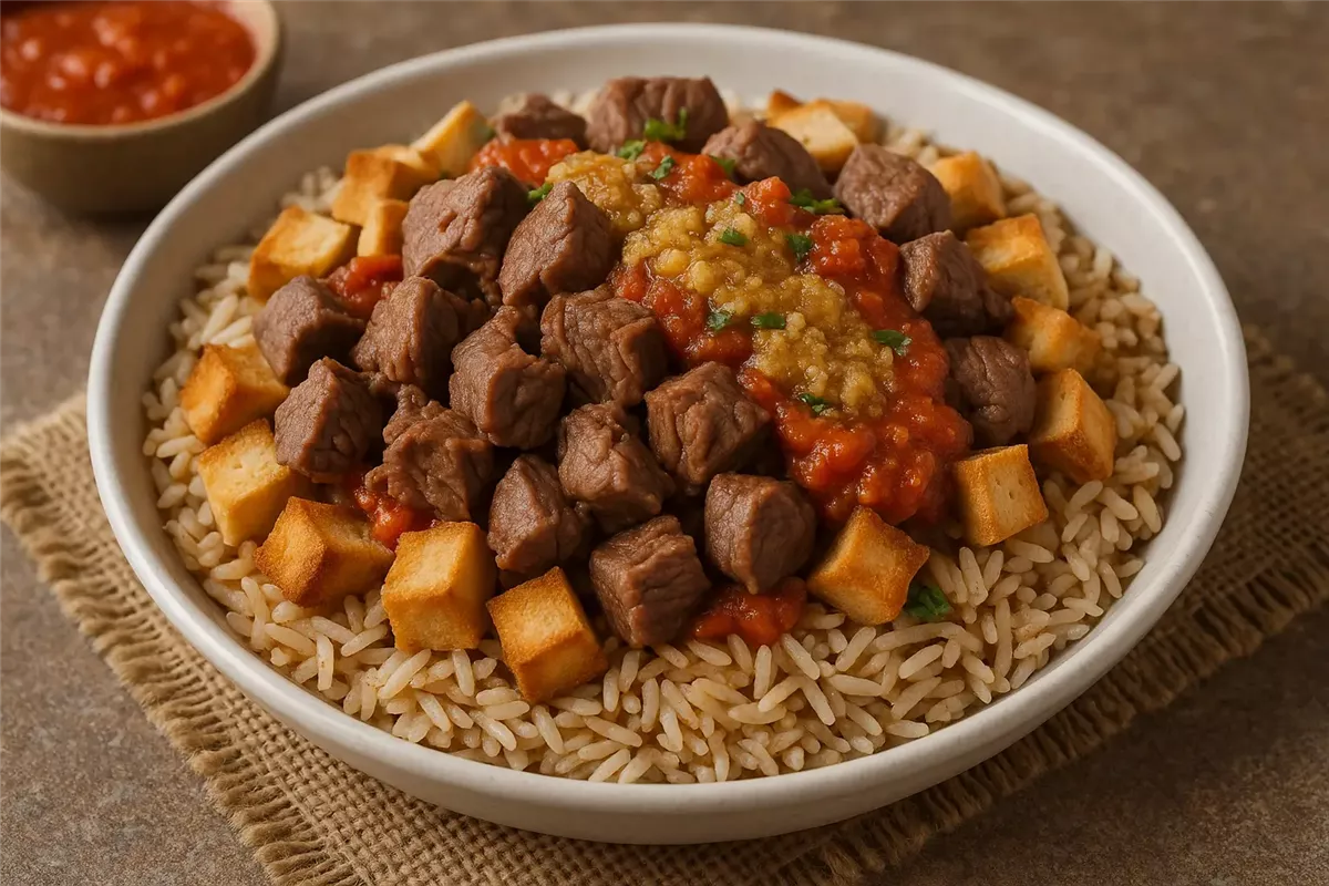 طريقة فتة العيد بلحم الضأن والصلصة الحمراء
