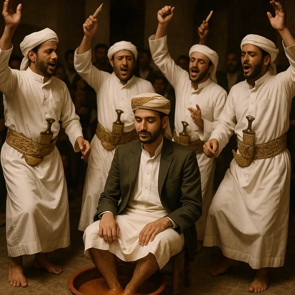 دائرة الفرح من أغرب تقاليد الزفاف اليمني Illustration 