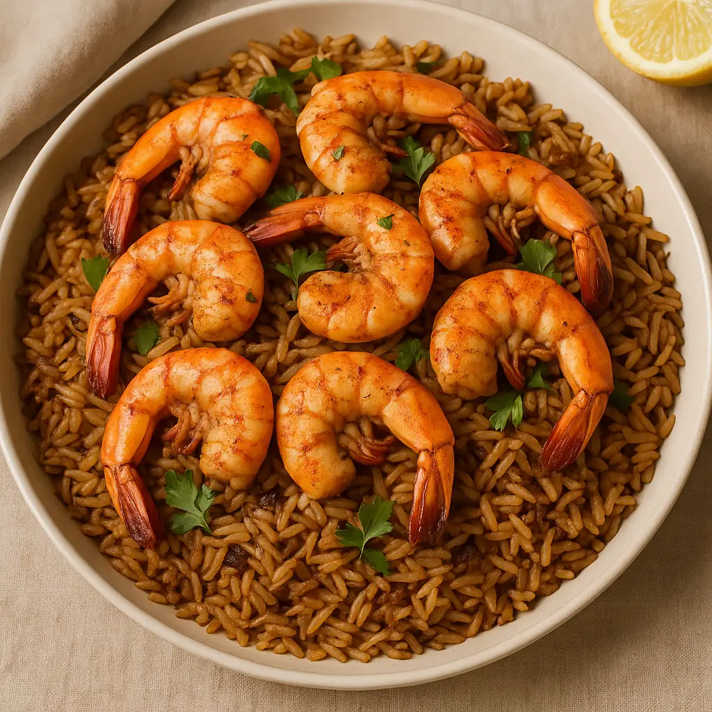 أرز الصيادية بالجمبري بمذاق شهي