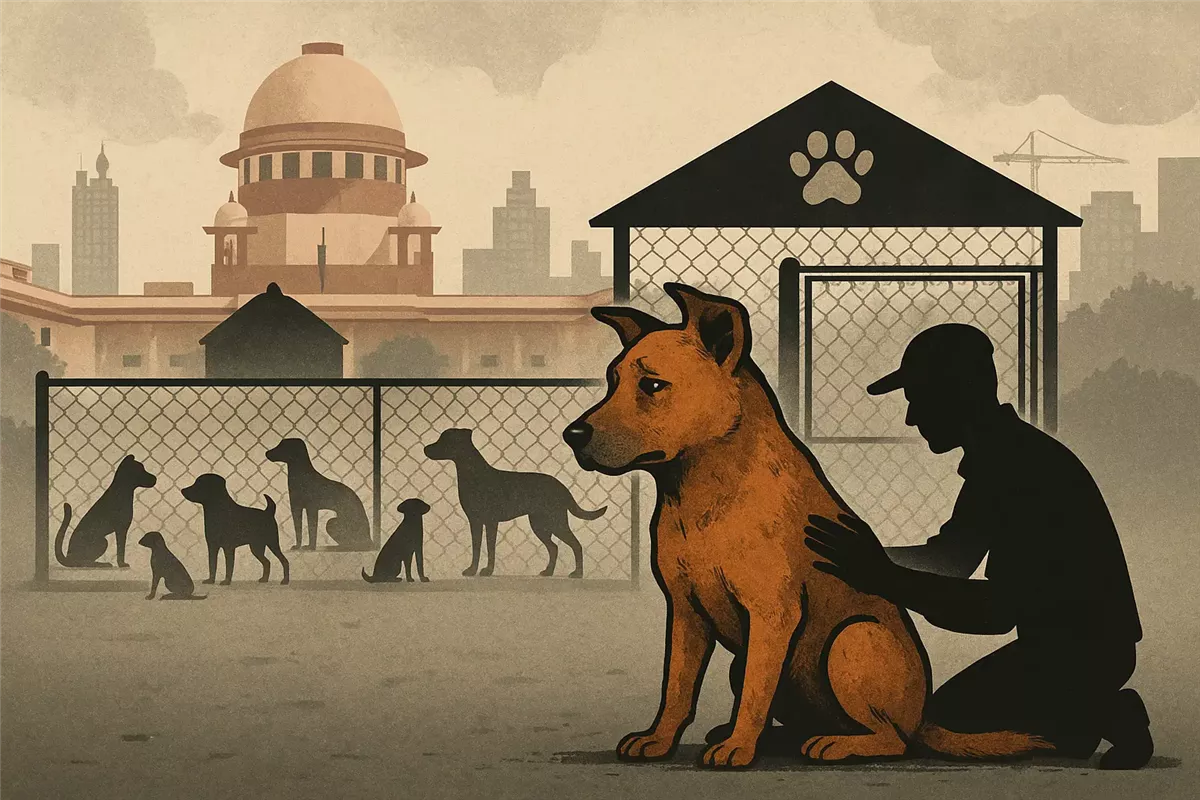 المحكمة العليا الهندية توقف خطة حبس الكلاب الضالة في دلهي - Illustration