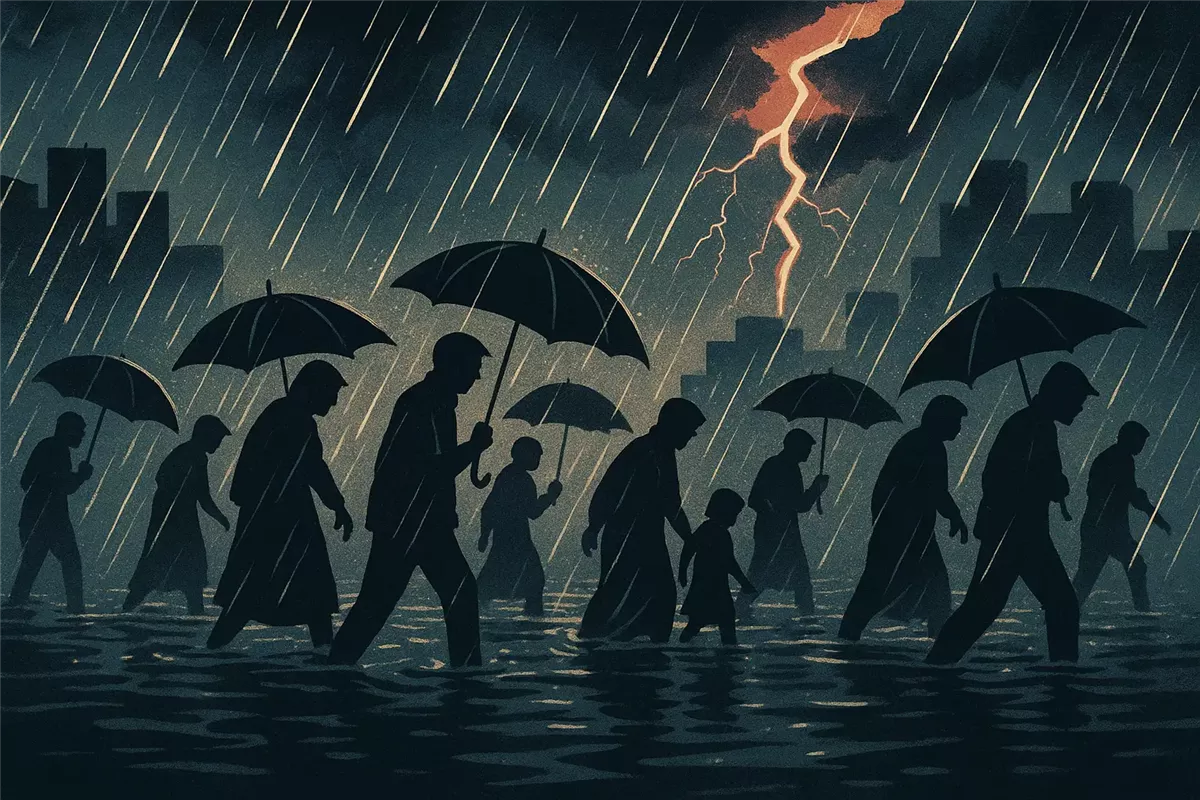 أمطار قياسية تشل كولكاتا - Illustration