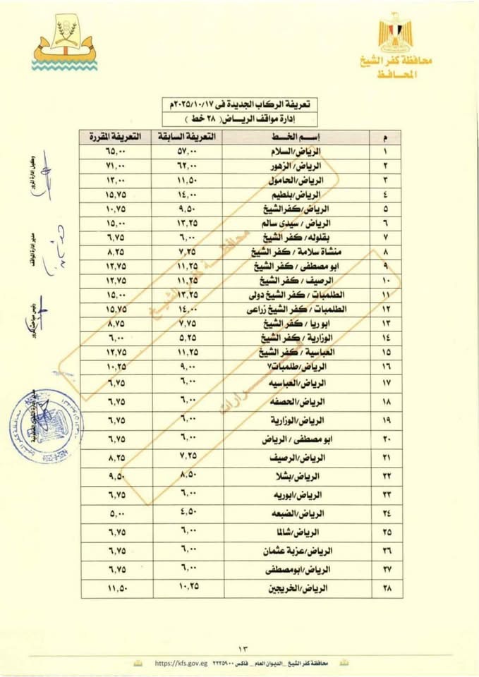 التعريفة الجديدة ١