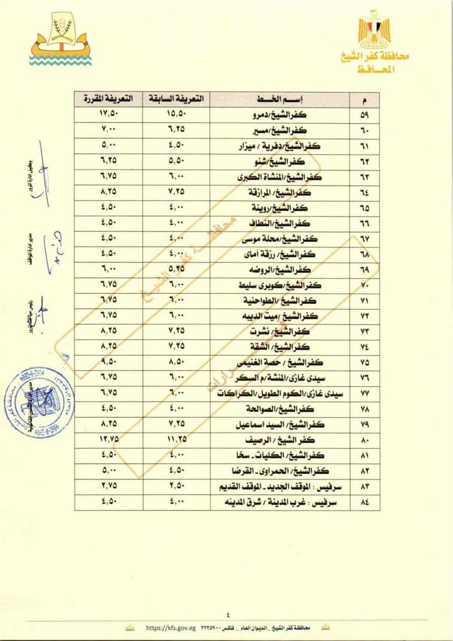 التعريفة الجديدة ١٢