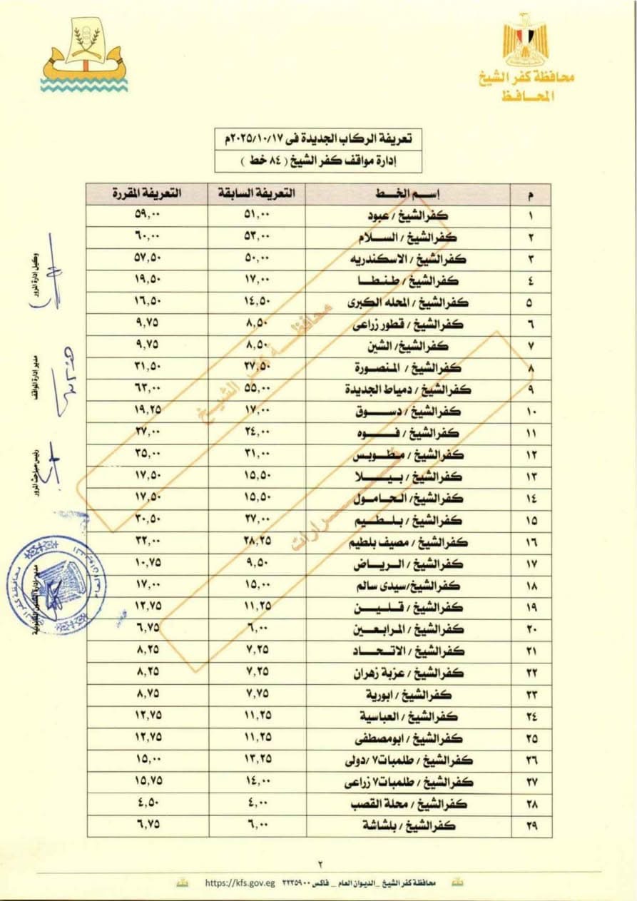 التعريفة الجديدة ١١