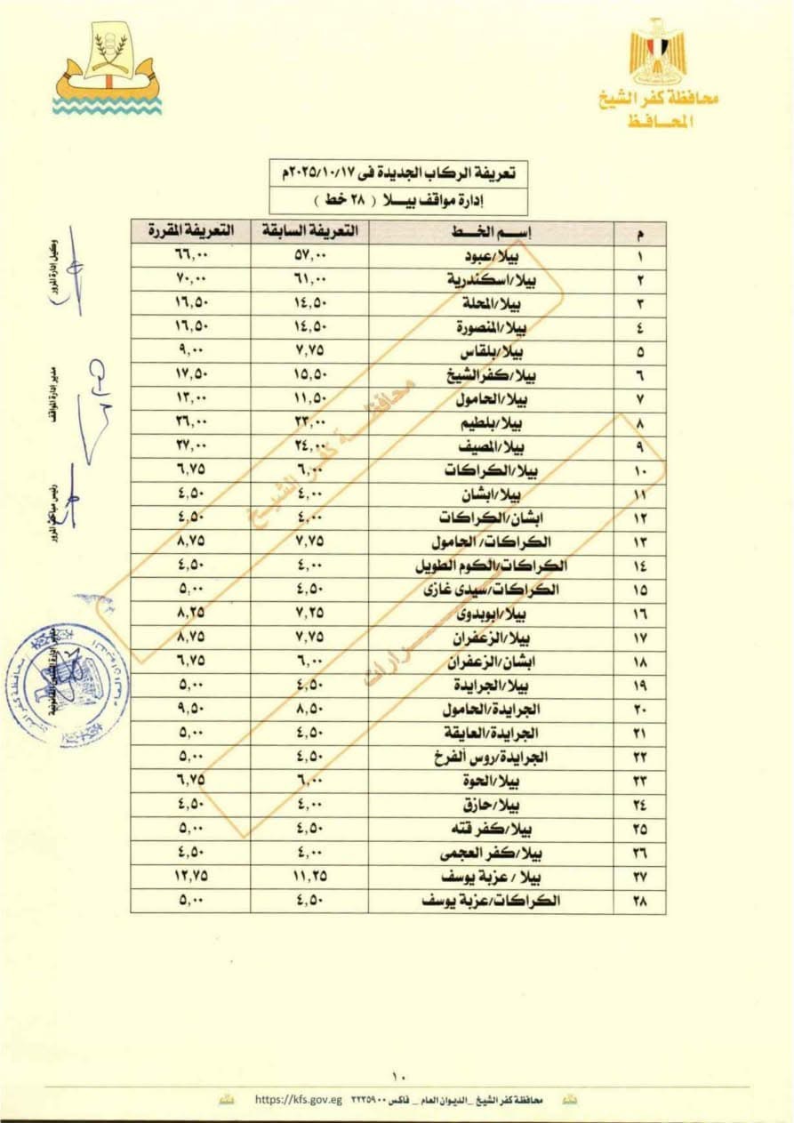 التعريفة الجديدة ٦