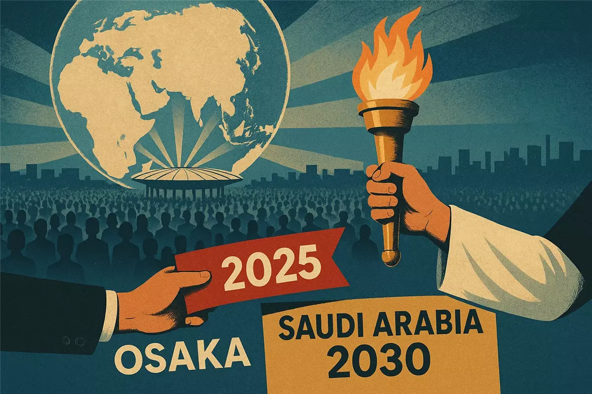 راية المعرض العالمي تنتقل إلى السعودية 2030 أرشيفية