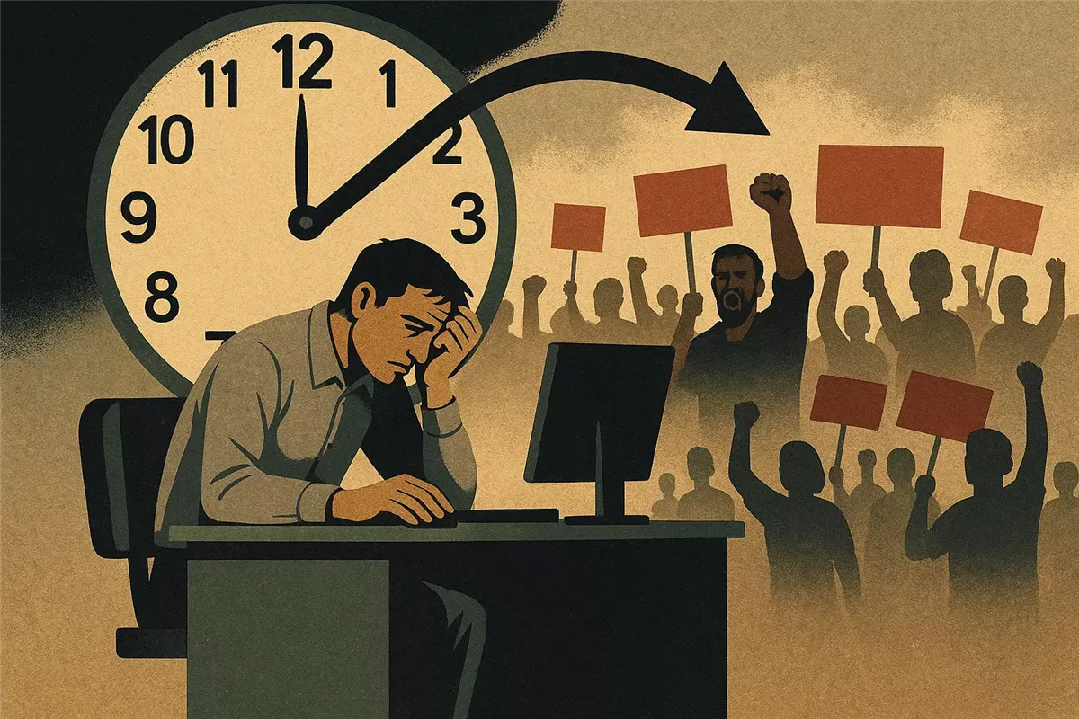 قانون عمل جديد يسمح بتمديد يوم العمل حتى 13 ساعة - Illustration