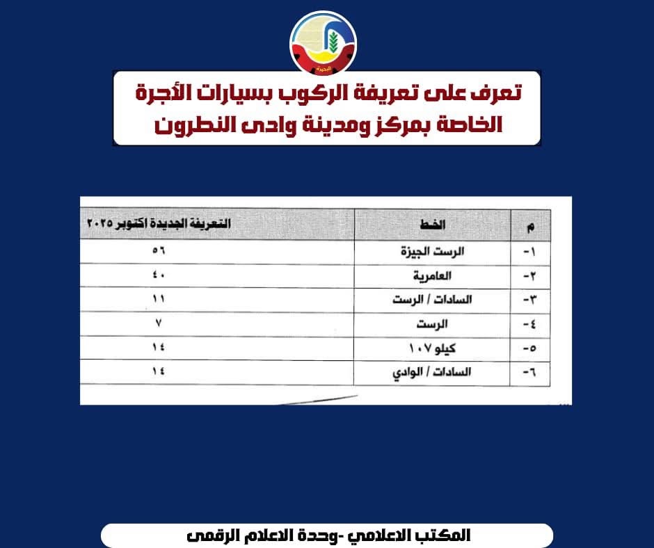 تعريفة المواصلات الجديدة في البحيرة ١٢
