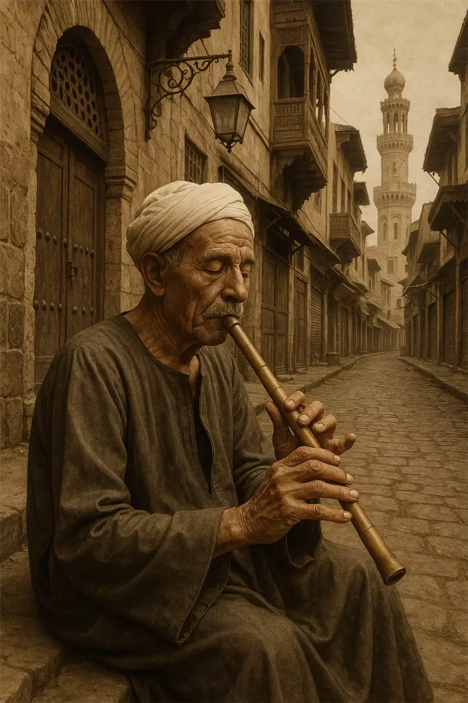 المثل "يموت الزمار وصوابعه بتلعب" - illustration
