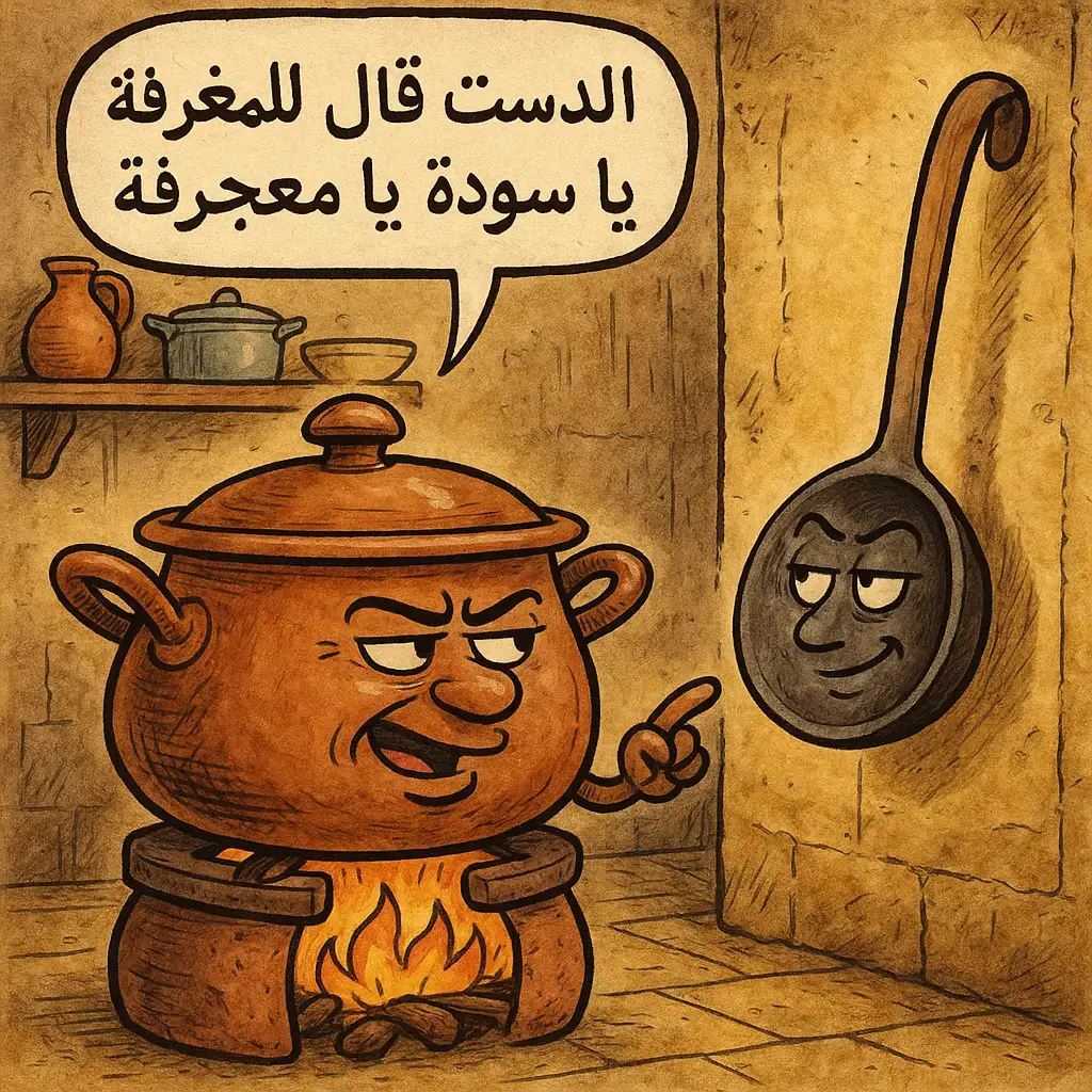 الدست قال للمغرفة يا سودة يا معجرفة