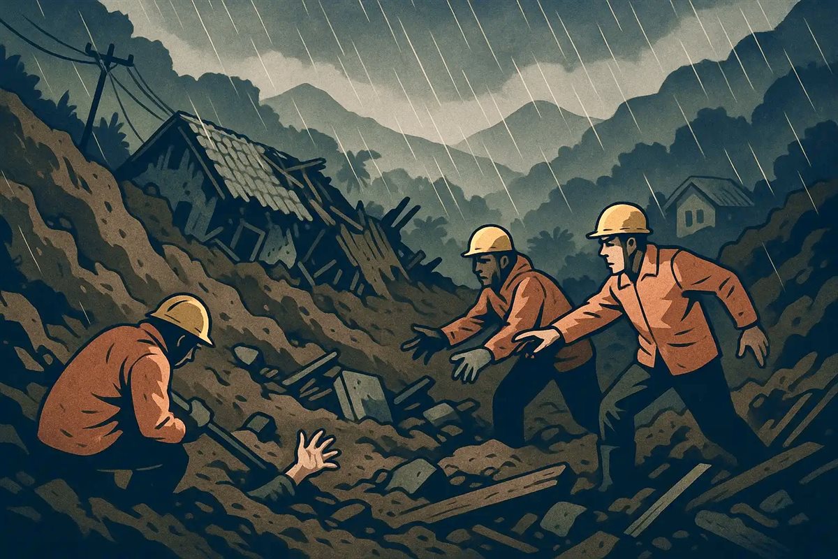 انهيار أرضي يضرب جاوة الوسطى أرشيفية