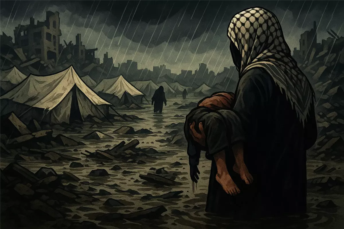 وفيات وانهيار خيام ومبانٍ ونقص حاد في المساعدات - Illustration