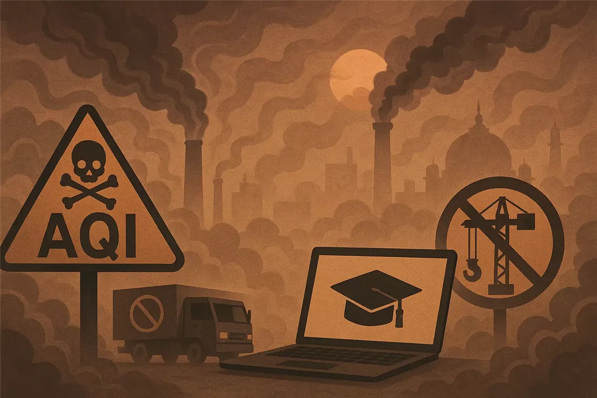 ضباب دلهي ومؤشر جودة الهواء AQI - Illustration