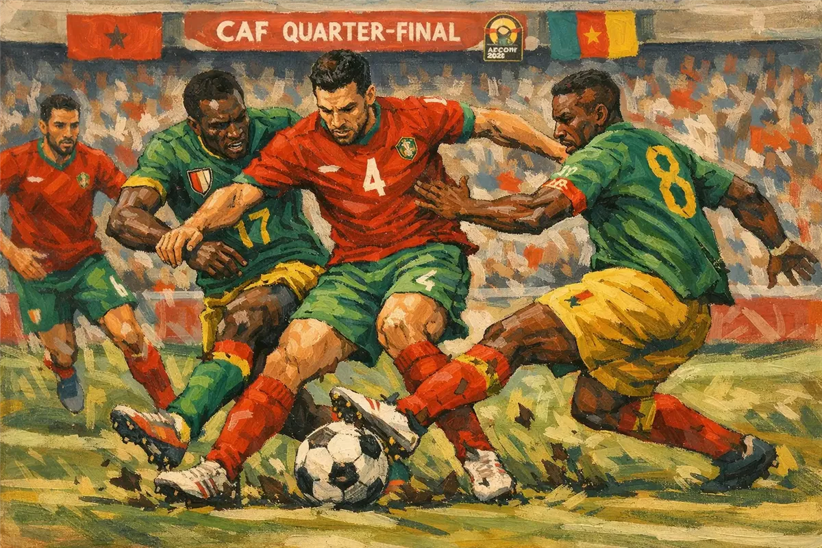 مباراة المغرب والكاميرون في ربع النهائي الأفريقي أرشيفية