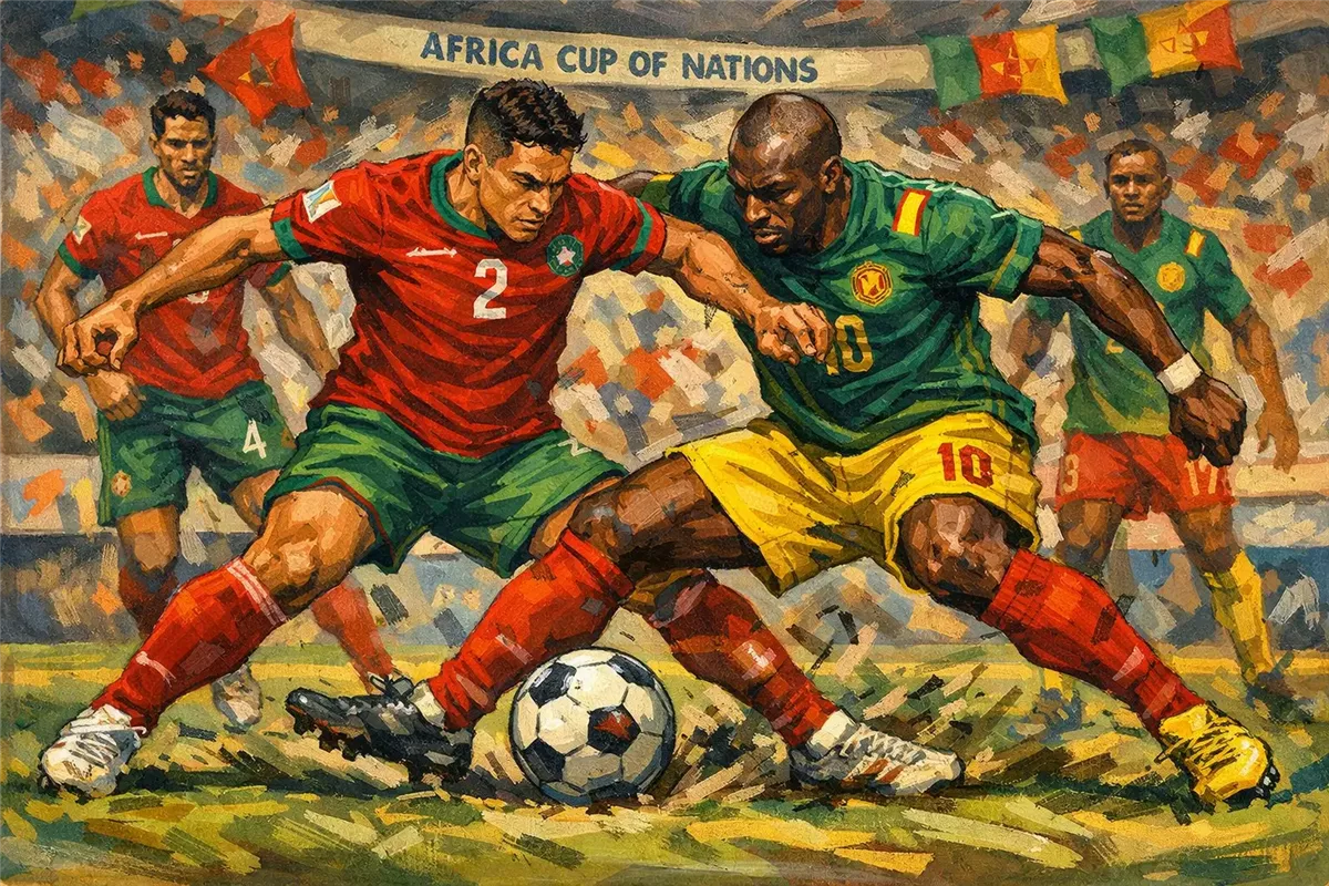ربع نهائي كأس أفريقيا بين المغرب والكاميرون أرشيفية