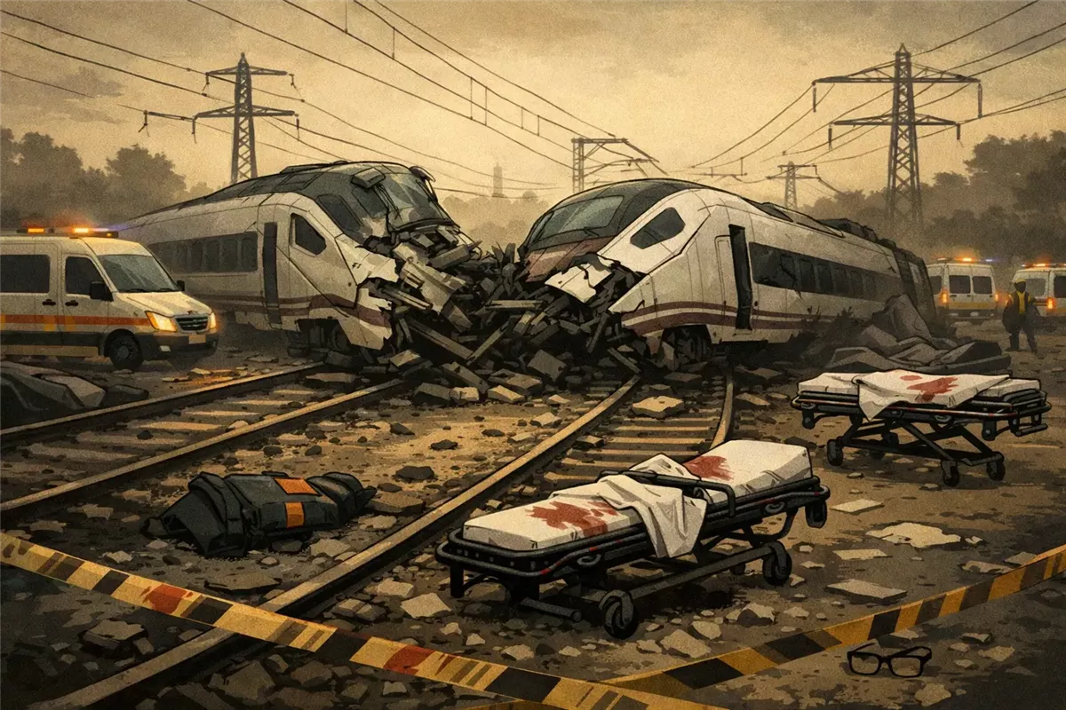 حادث تصادم قطارين فائقَي السرعة - Illustration