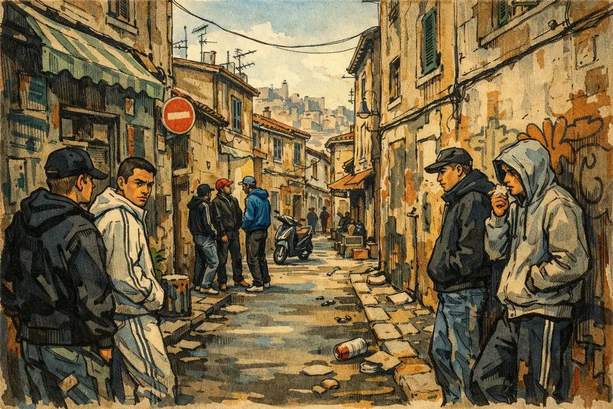 أحياء مرسيليا المهمشة مسرح تجارة المخدرات اليومية أرشيفية