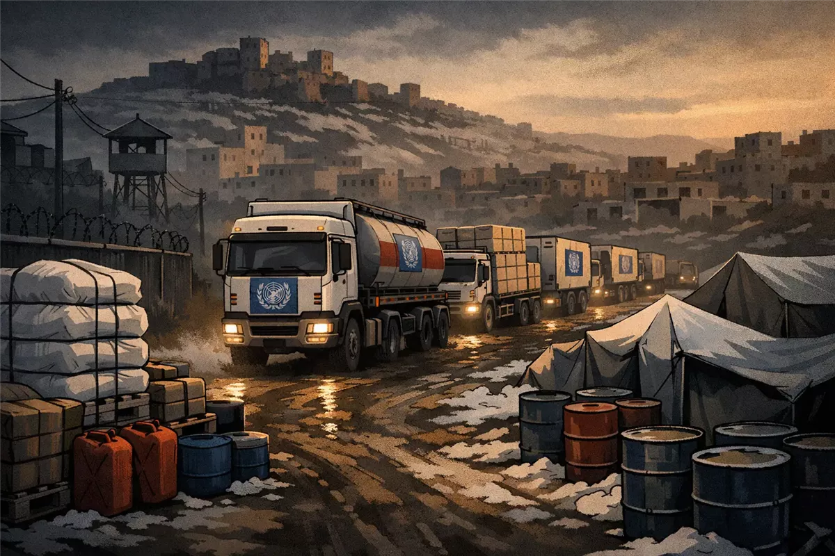 سكان كوباني يستقبلون المساعدات الإنسانية وسط الهدنة الحالية - Illustration