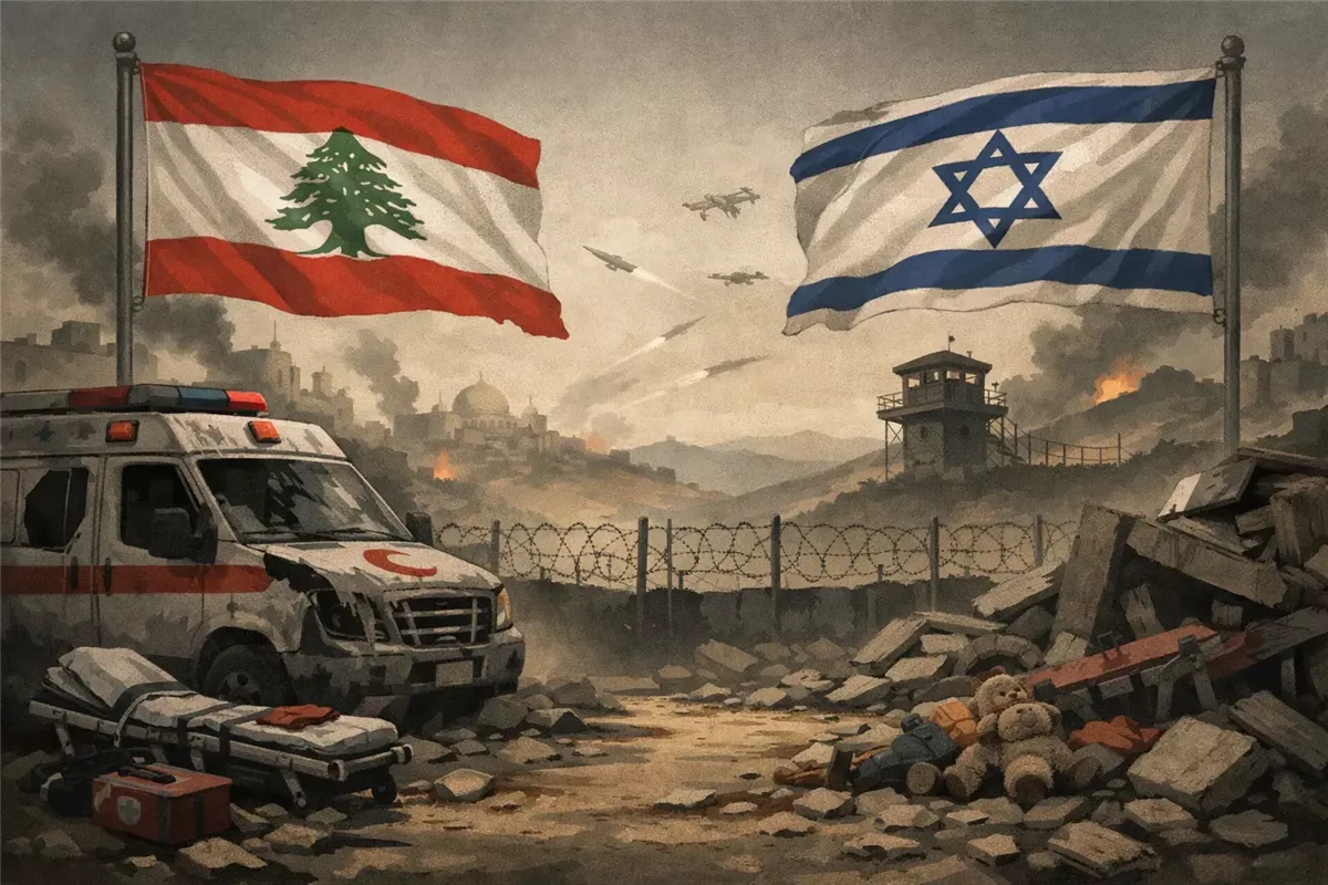 نزوح المدنيين في لبنان نتيجة الحرب بين إسرائيل وحزب الله - Illustration