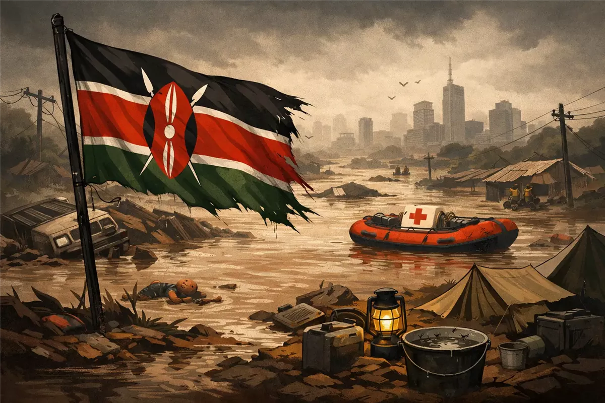 الشرطة الكينية تشارك في عمليات الإنقاذ خلال فيضانات كينيا - Illustration