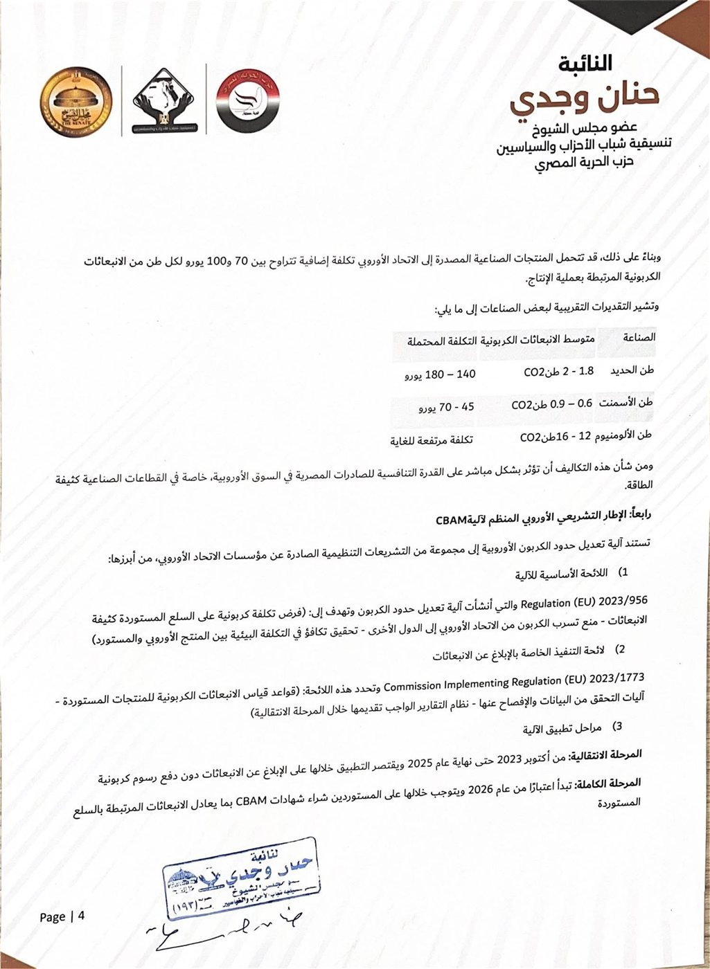 نص الاقتراح برغبة المقدم من النائبة حنان وجدي ٤