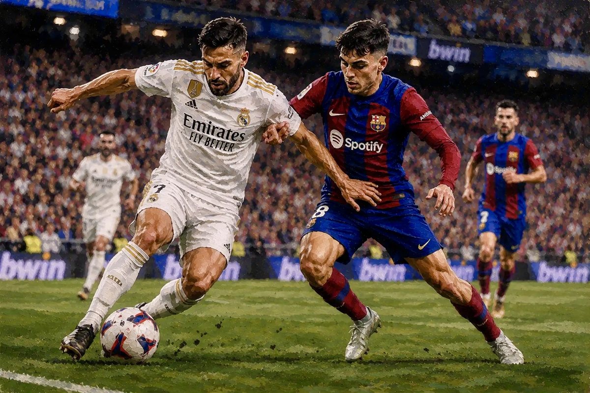 ريال مدريد وبرشلونة في صراع كروي مثير بالليغا أرشيفية