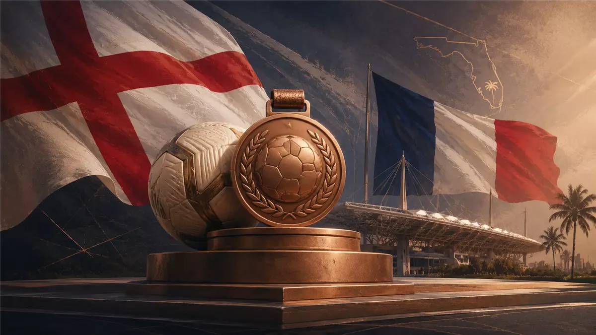 منتخب إنجلترا يحتفل بالمركز الثالث في كأس العالم 2026 - Illustration