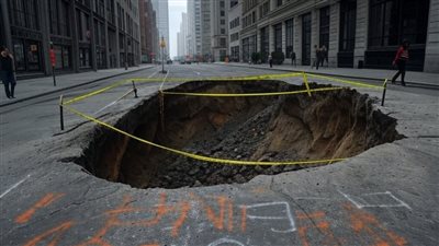 حفرة عملاقة في شارع جودستون بلندن تبتلع أجزاء من الطريق وتتسبب في إجلاء السكان وسط مخاوف من انهيارات وانفجارات