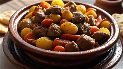 ‎الطاجين الليبي .. وصفة أصيلة من المطبخ الليبي التقليدي تجمع بين النكهات العتيقة والكرم وتُقدَّم في المناسبات العائلية بطابع تراثي لا يُنسى