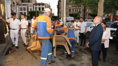 رفع الإشغالات وغلق المقاهي المخالفة بميدان الإسماعيلية