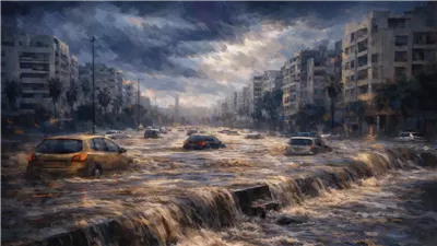 أمطار غزيرة تتسبب في فيضانات المغرب بمدينة سلا