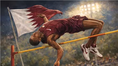 حسين أبو بكر يوسف يتألق في الوثب العالي القطري مع منتخب قطر